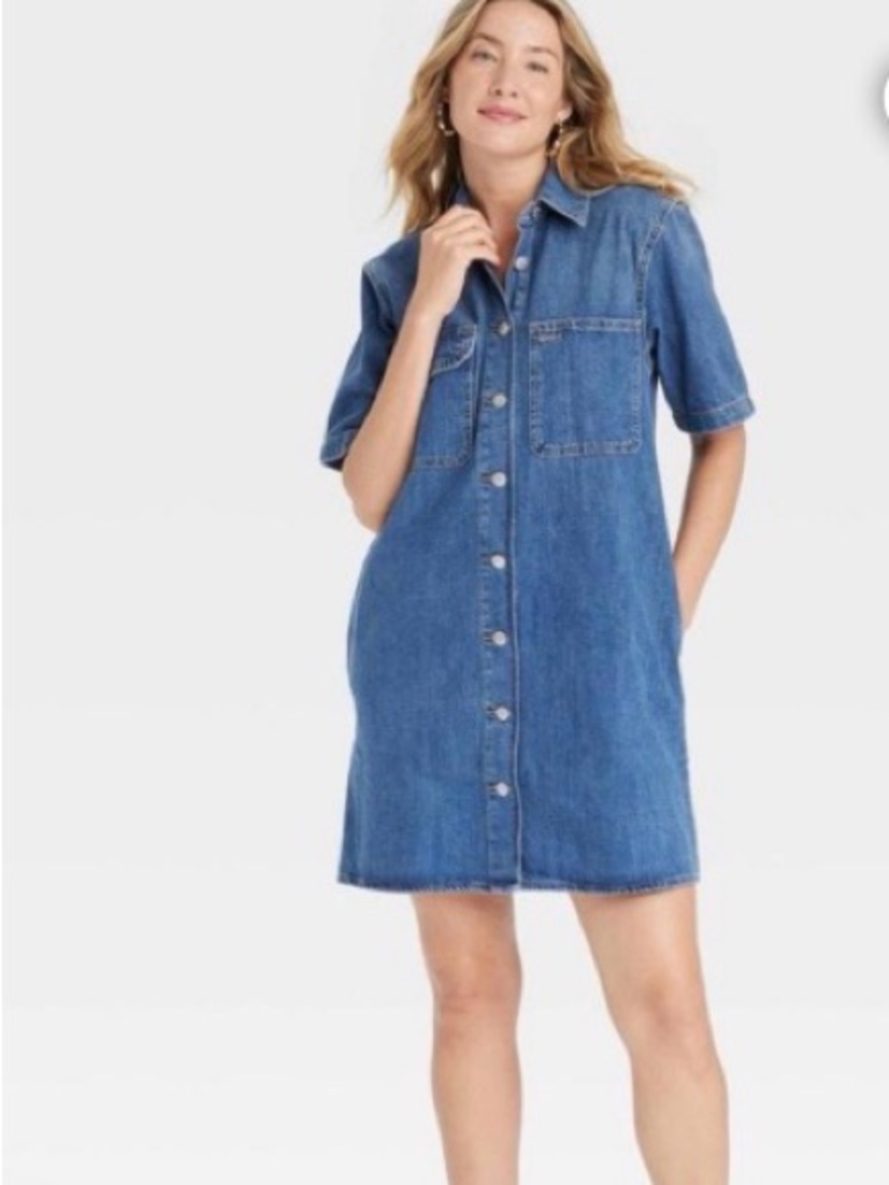 Target Denim Button-Front Shirt Dress in Blue